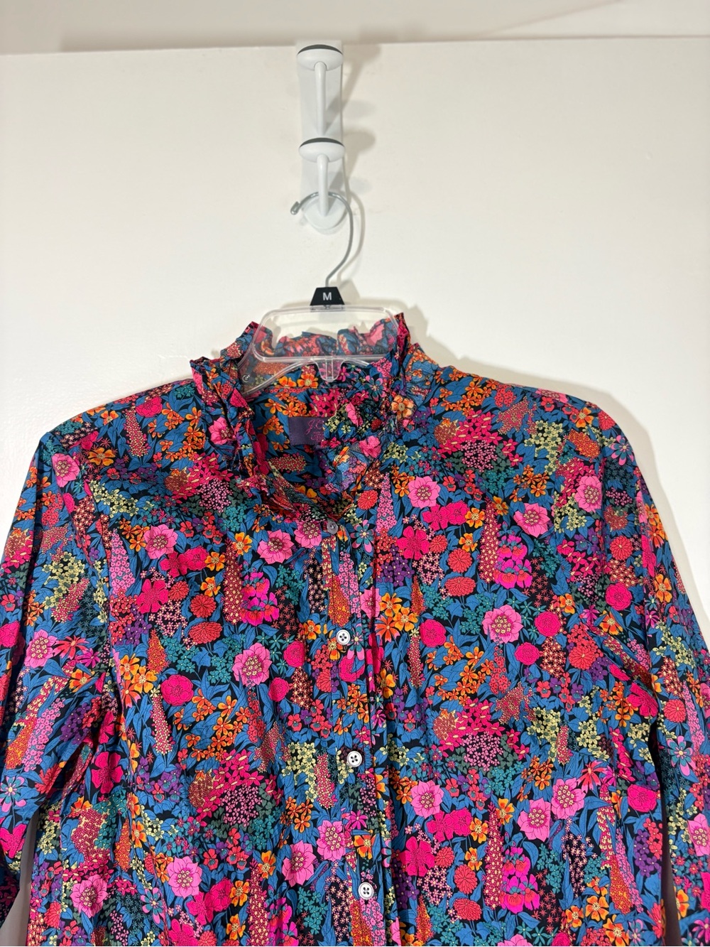 J.Crew Liberty London Ciara Floral Print Button Down Ruffle Collar Top Sz M - Picture 3 of 12